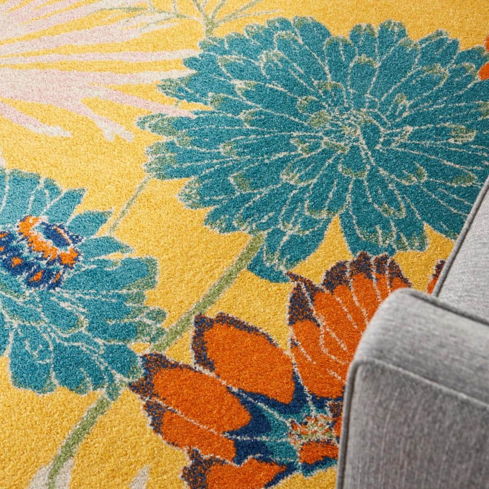 Allur Sunshine Floral 4' x 6' Synthetic Easy-Care Area Rug