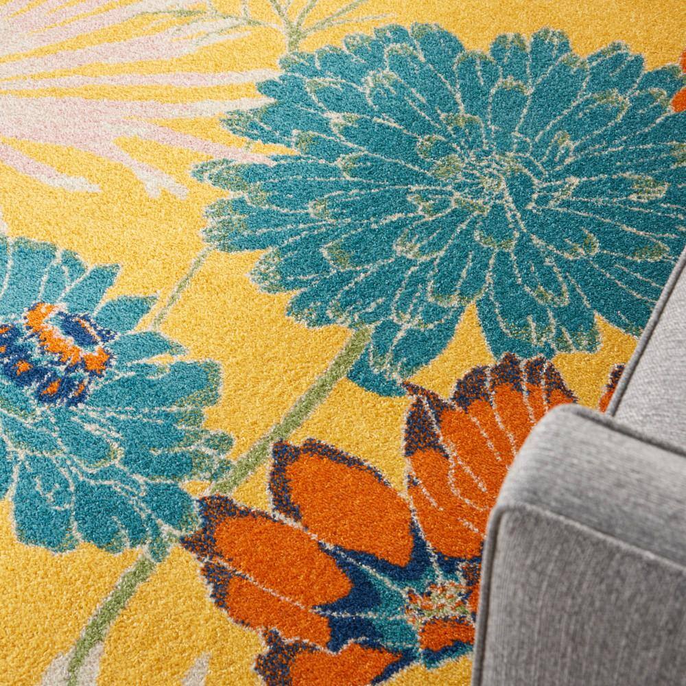 Allur Sunshine Floral 4' x 6' Synthetic Easy-Care Area Rug