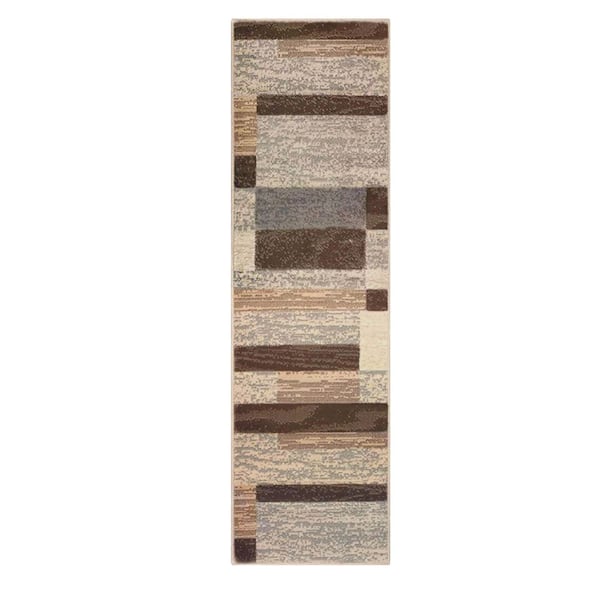 SUPERIOR Rockwood Slate 2 ft. 7 in. x 10 ft. Geometric Patchwork Polypropylene Area Rug