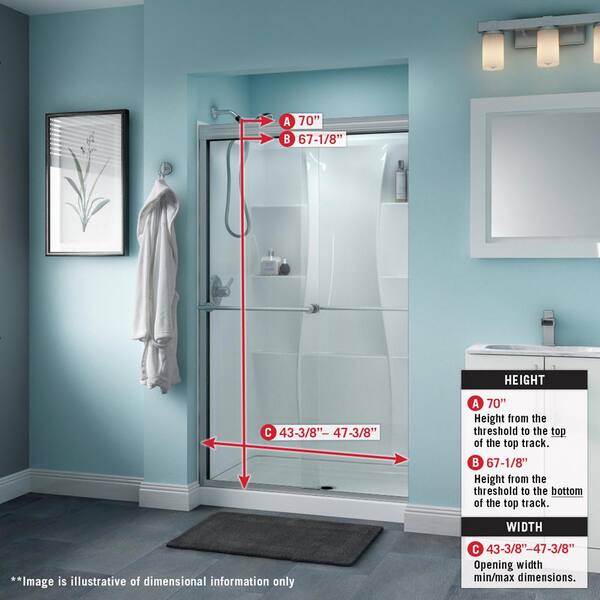 Delta Simplicity 48 In X 70 Semi, 43 Inch Sliding Shower Door