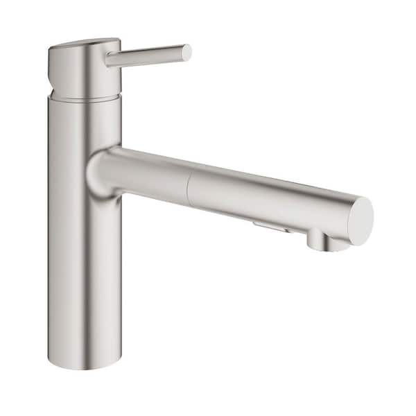 GROHE Concetto Single-Handle Pull-Out Sprayer Kitchen Faucet in SuperSteel Infinity