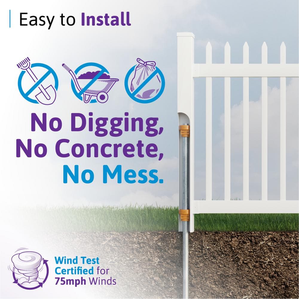 4-ft White Vinyl No-Dig Fence Post with Steel Anchor