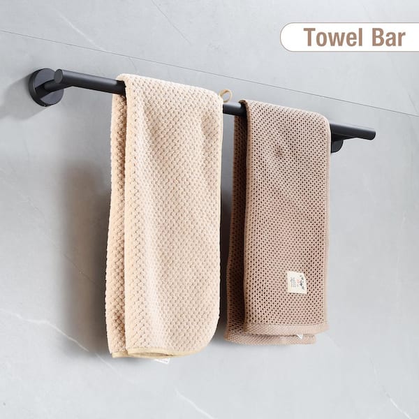 10-Piece Bath Hardware Set with Towel Ring Toilet Paper Holder Towel Hook and Towel Bar in Matte Black