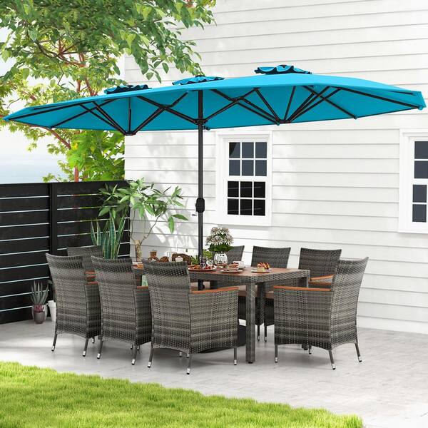 iwicker 15 ft double-sided patio umbrella ABCCANOPY 15FT Double Sided Pool with Base, Outdoor Porch Umbrella for Poolside, Lawn, Backyard (Green) About this item Large and high Costway 450cm Double-Sided Patio Umbrella