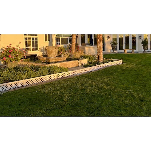 SnapFence 24 ft. x 7 in. White PVC Modular Landscape Edging Kit-No