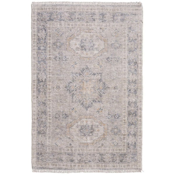 2 X 3 Tan, Gray Oriental Area Rug