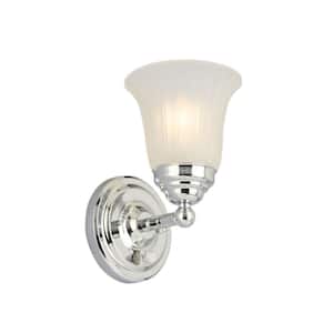 Cameron 1-Light Chrome Sconce with Frosted Glass Shade