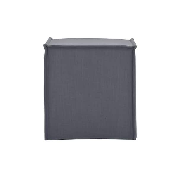 Rustic Manor Edmund Dark Grey Ottoman Upholstered Linen