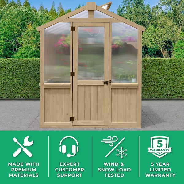 Meridian 6.7 ft. x 7.8 ft. DIY Garden Plant Greenhouse Kit with Polycarbonate Windows and Automatic Roof Ventilation