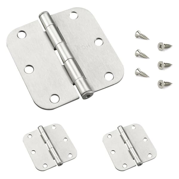 3-1/2 in. x 3-1/2 in. Brushed Nickel Full Mortise Butt Hinge with Removable Pin (3-Pack)