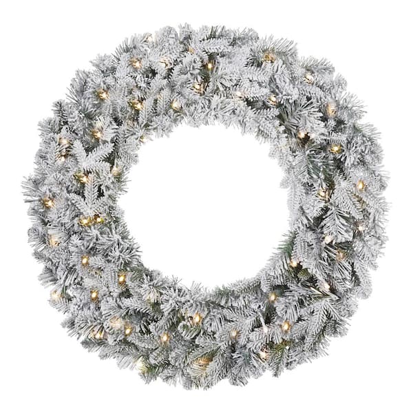 Home Accents Holiday 30 in Lit Flocked Starry Light Wreath