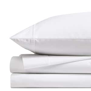 Cool Zone 3-Piece White Cotton Twin Sheet Set