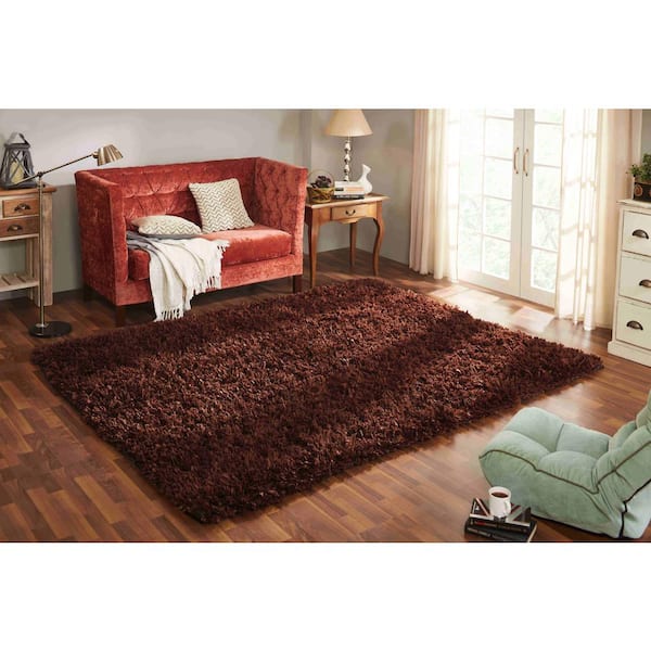 Comfy Shag Cocoa 7 ft. x 9 ft. Area Rug