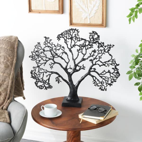 Litton Lane 6 in. x 22 in. Black Aluminum Metal Tree Sculpture