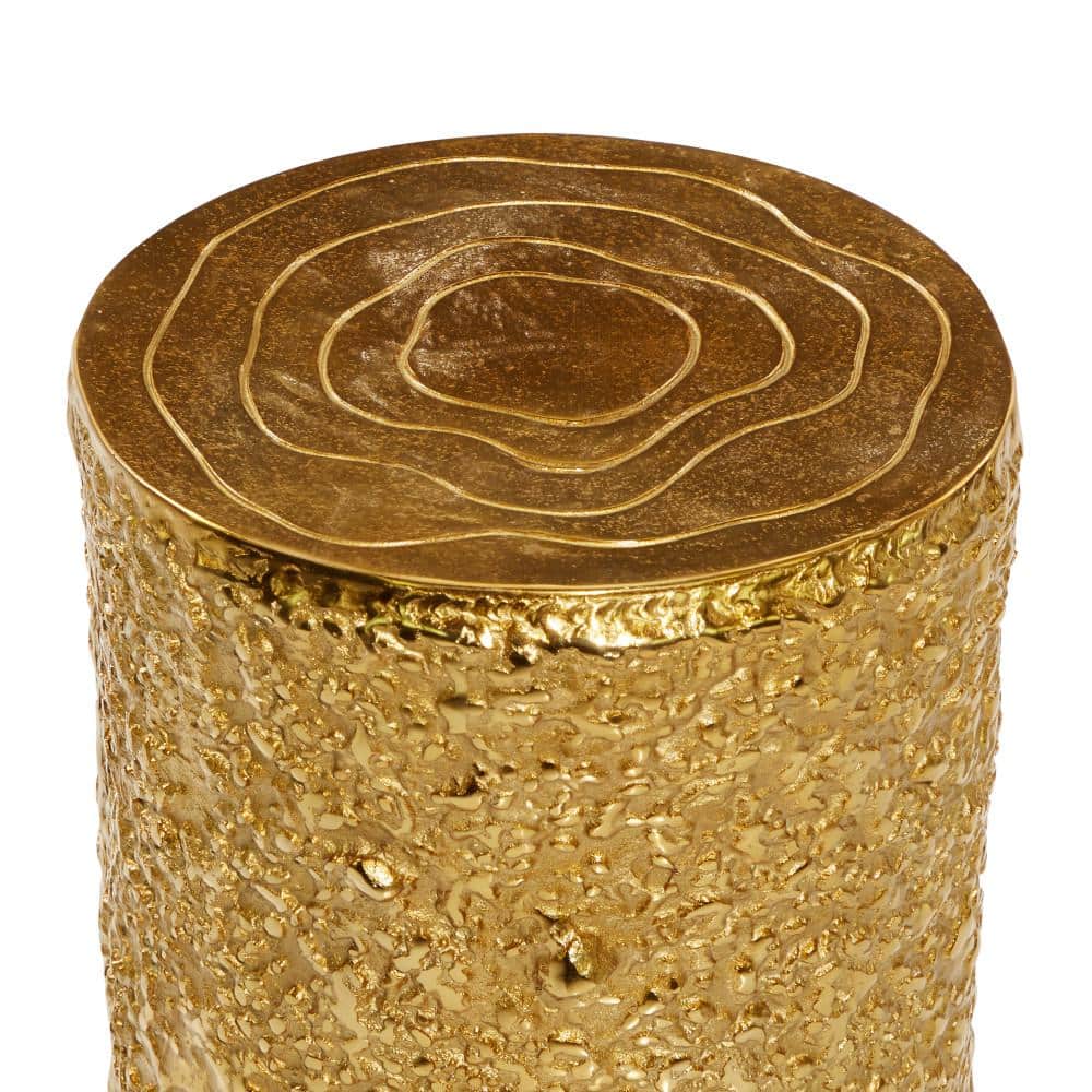 Gold Textured Aluminum Round Accent Table