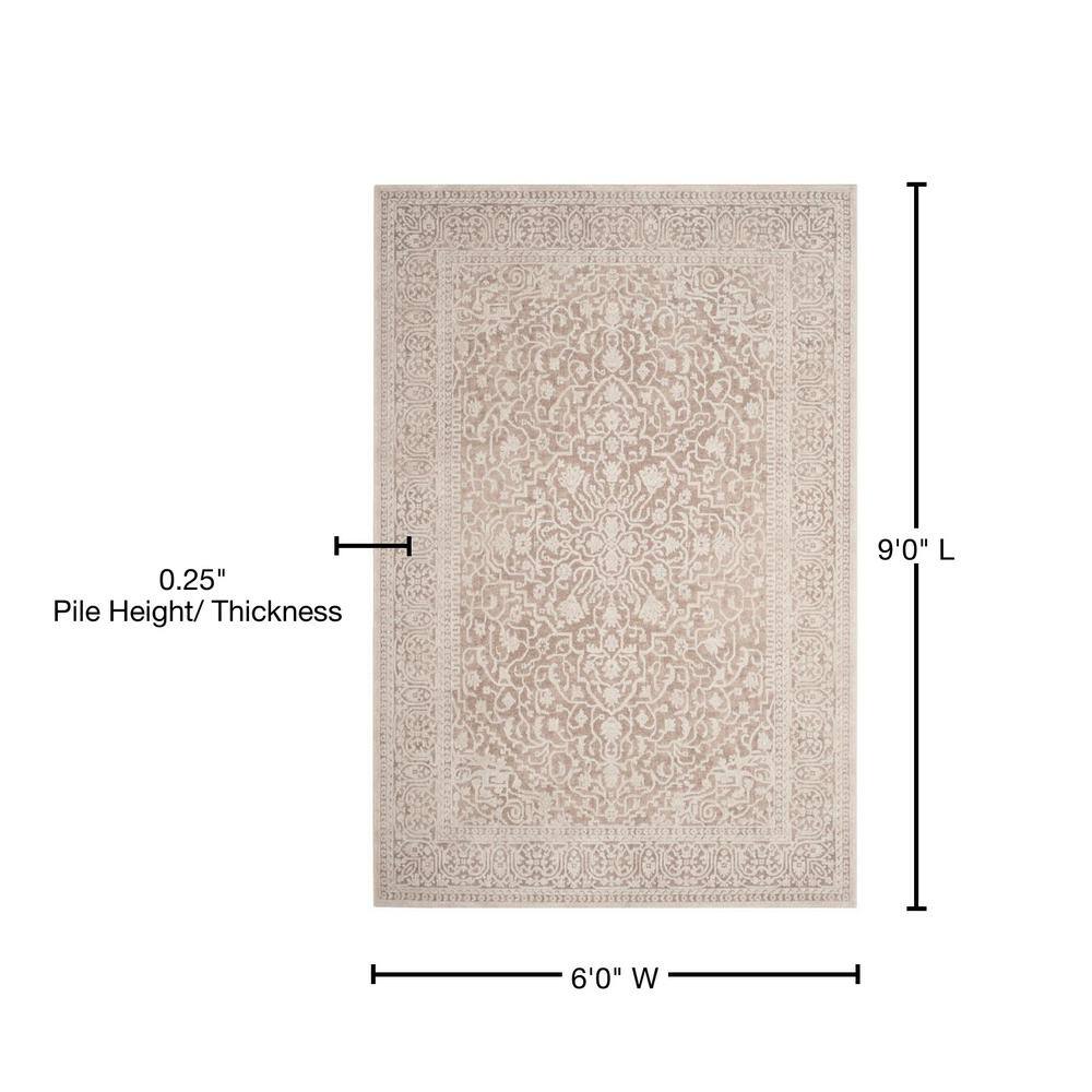 Beige Cream Floral Low Pile Area Rug