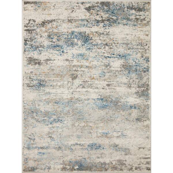 Loloi Estelle Ivory/Ocean 9 ft. 3 in. x 12 ft. 10 in. Abstract Polypropylene/Polyester Area Rug