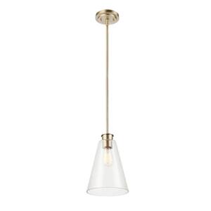 Gizele 1-Light Brass Pendant Light with Seeded Glass Shade, Vintage Edison Incandescent Bulb Included