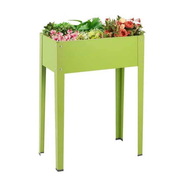 Alpulon 24.5 in. x 12.5 in. Fruit Green Metal Outdoor Elevated Garden Plant Flower Bed