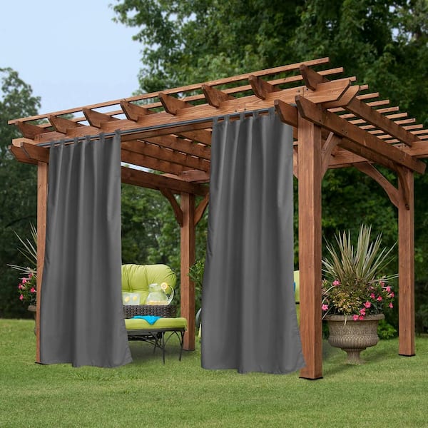 50 in x 96 in Outdoor Waterproof Windproof Tab Top Thermal insulated Curtain, Dark Gray (Set of 4)