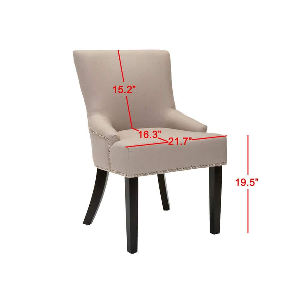 Taupe Linen Upholstered Side Chair with Espresso Wood Legs