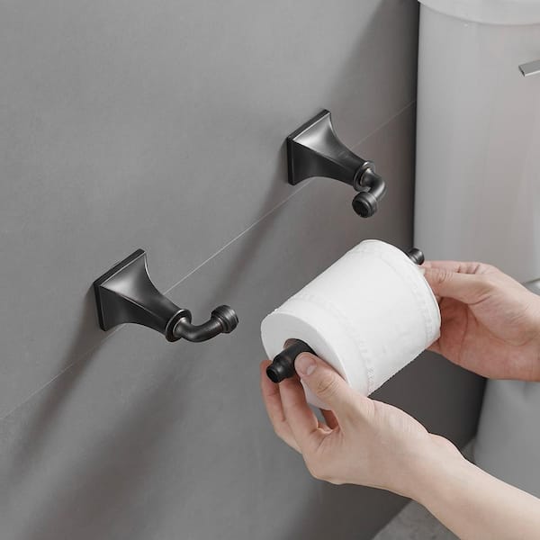 Bathroom Hardware Set 4-Piece Bath Hardware Set with Towel Bar, Robe Hook, Toilet Paper Holder in Oil Rubbed Bronze