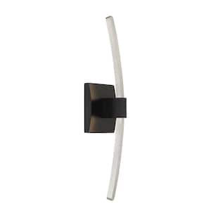 Archer 18 in. 1-Light Brushed Nickel and Black LED Wall Sconce with Frosted Acrylic Diffuser