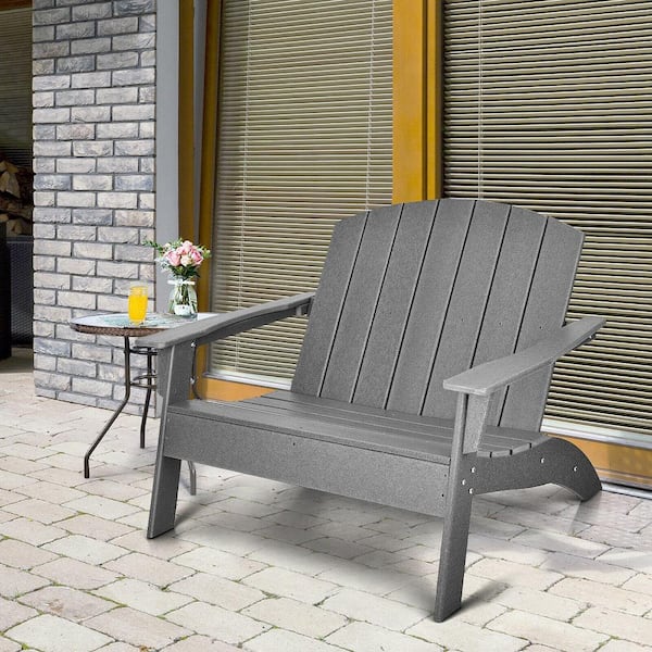 Outdoor Plastic and Wood Adirondack Chair Patio HDPE Adirondack Loveseat Bench Weather Resistant