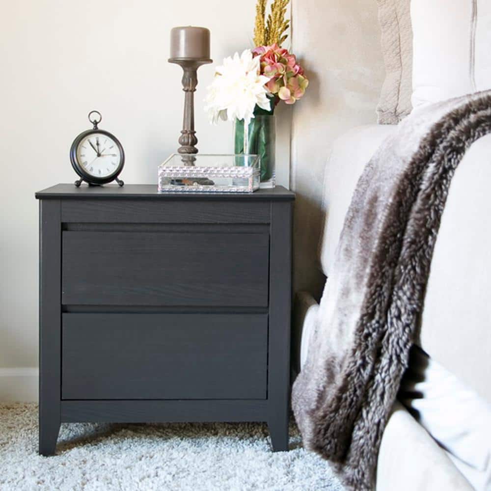 Espresso Contemporary 2-Drawer Nightstand with Angled Feet