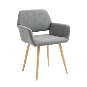 Gray Fabric Upholstered Side Dining Chair with Beech Wooden Printing Leg And KD Backrest