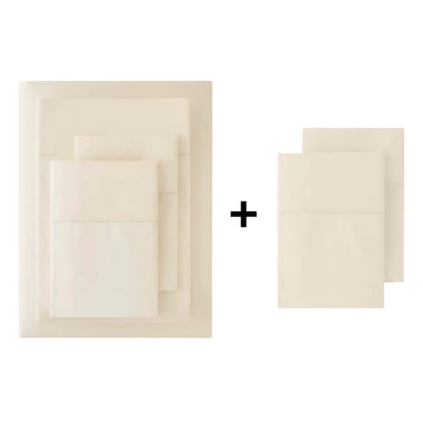 Home Decorators Collection 500 Thread Count Egyptian Cotton Sateen Ivory 6-Piece Full Sheet Set