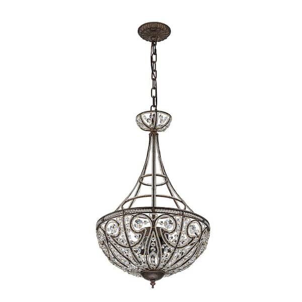 HUOKU Iridescent 15 in. 4-Light Antique Rust Convertible Semi