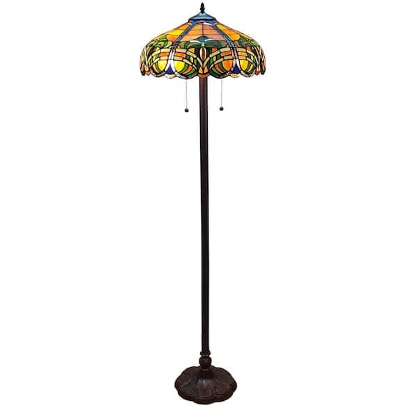 Amora Lighting 61 in. Tiffany Style Baroque Floor Lamp