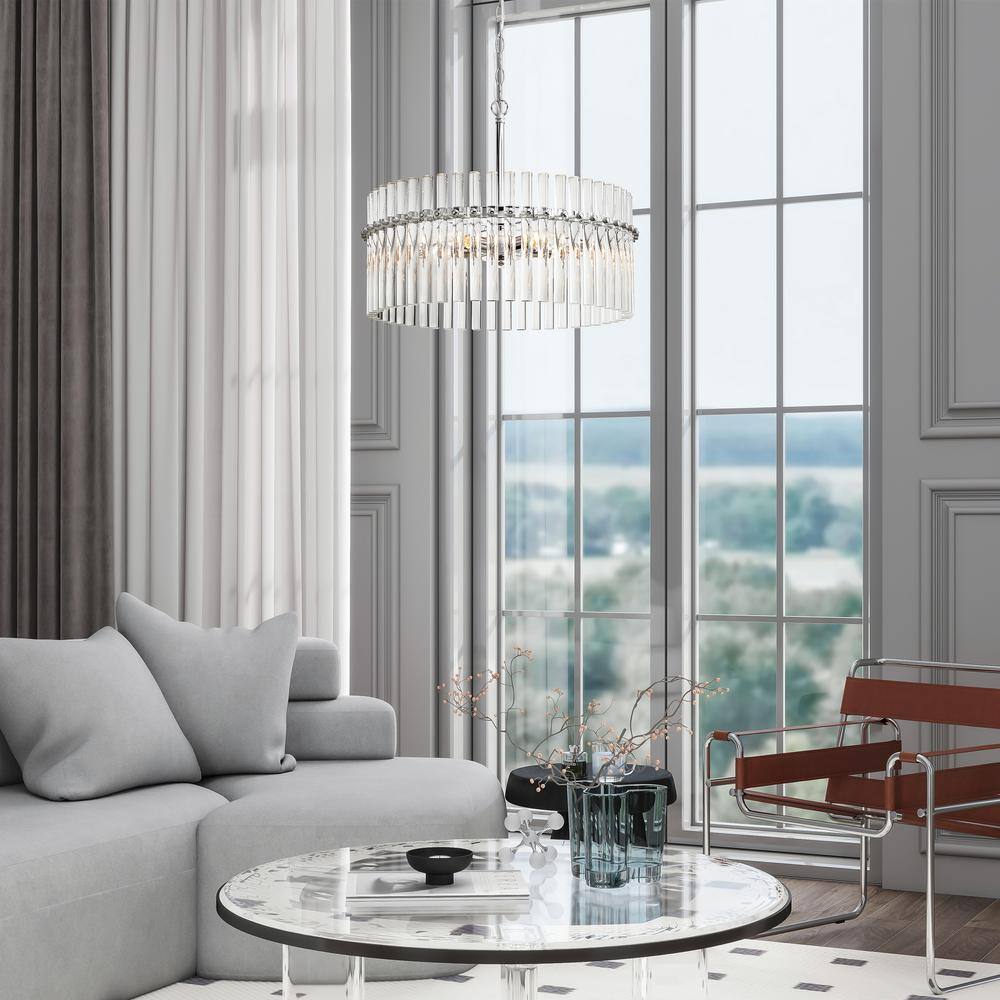 Casandra Chrome and Crystal 4-Light Drum Chandelier