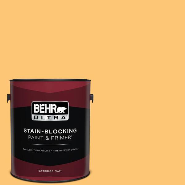 BEHR ULTRA 1 gal. #BIC-42 Liquid Gold Flat Exterior Paint & Primer