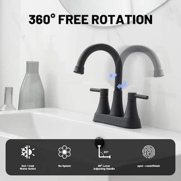 4 in. Centerset 2-Handle High-Arc Bathroom Faucet in Matte Black