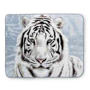 White Multicolored Tiger Throw Blanket