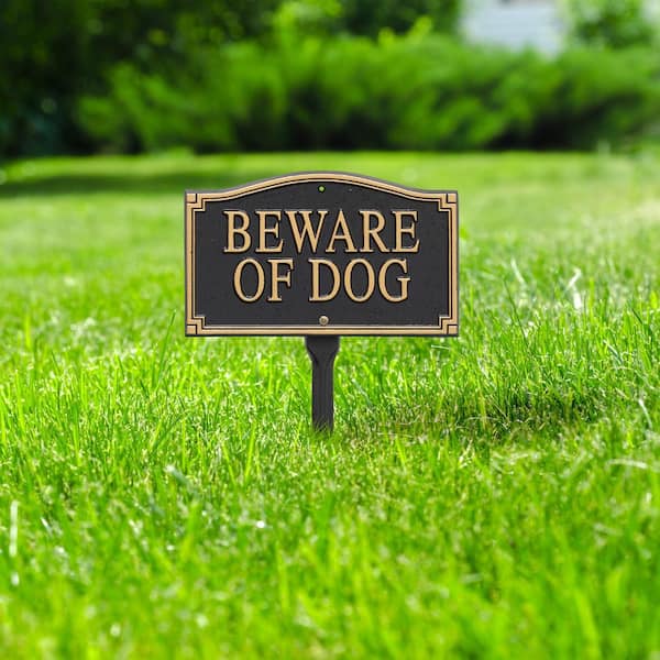 Whitehall Products Black/Gold Beware of Dog Statement Plaque 01421