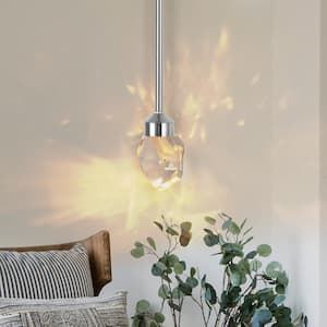 1-Light 5-Watt Brushed Nickel Modern Geometric Crystal Integrated LED Pendant Light for Bedroom Kitchen