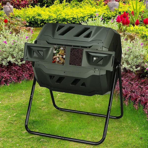 Costway Garden Compost Bin, 80-Gallon Outdoor Composter W/ Large Openable  Lid