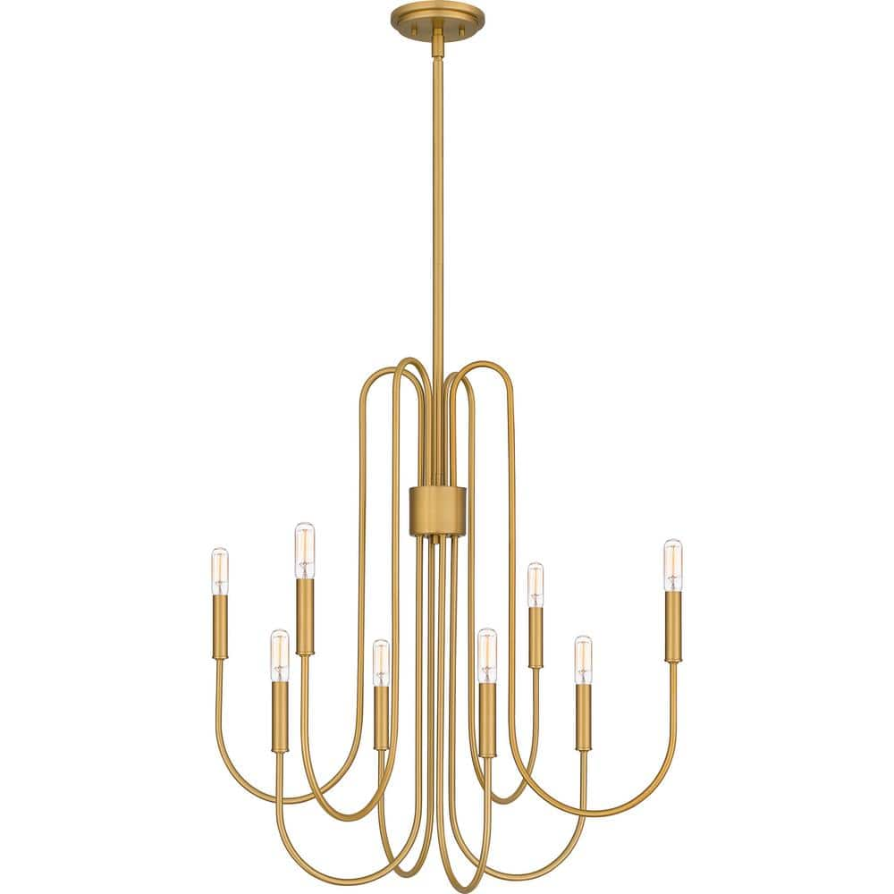 Quoizel Cabry 8-Light Brushed Weathered Brass Chandelier CBR5028BWS ...