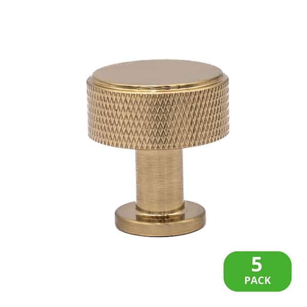 Sumner Street Home Hardware 5-Pack Kent Knurled 1-1/8 in. (29 mm) Industrial Satin Brass Round Cabinet Knob