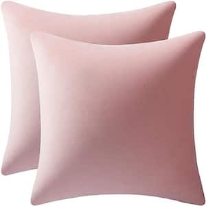 Outdoor 22x22 Throw Pillow Covers Pink: 2 Pack Cozy Soft Velvet Square Decorative Pillow Cases for Farmhouse Home Decor
