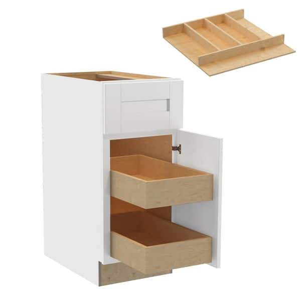 Home Decorators Collection Washington Vesper White Plywood Shaker Assembled Base Kitchen Cabinet Rt 2ROT UT15 W in. 24 D in. 34.5 in. H