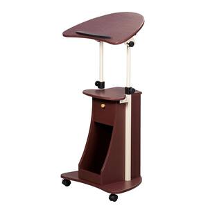 21.5 in. Retangular Brown MDF Rolling Laptop Cart Desk for Home Office with Storage and Height Adjustment