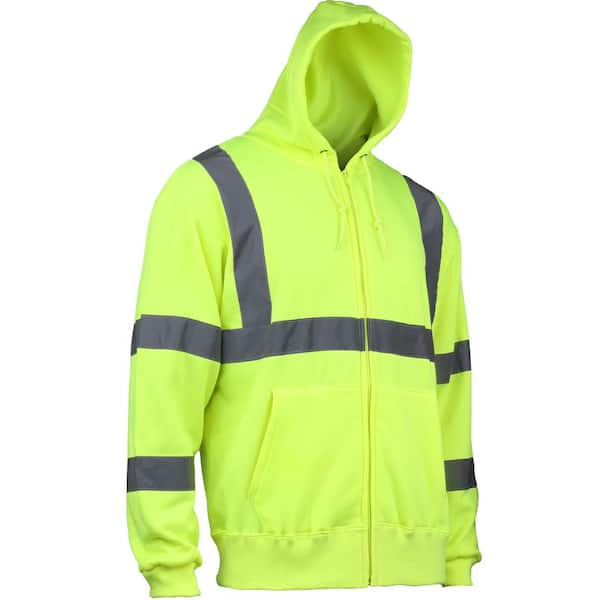 Unisex Medium Yellow ANSI Type R Class 3-Hooded Sweatshirt