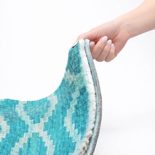 Dream Shag Premium Machine Washable Abstract ADS115 Turquoise 10 ft. x 14 ft. Area Rug