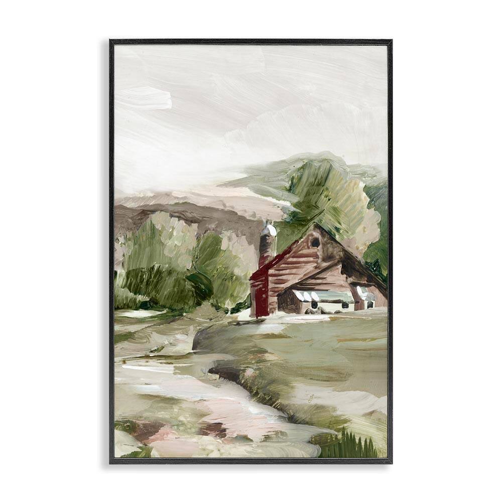 Rural Cabin Farmland by Lera Black Framed Nature Giclee Art Print 18 in. x 12 in. price history on PriceWatchPro