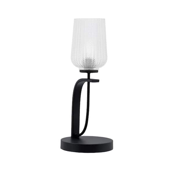 Unbranded Olympia 17.75 in. Matte Black Piano Desk Lamp with Clear Textured Glass Shade