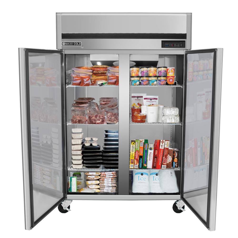 Maxx Cold 54" Stainless Steel Double Door Top Mount Freezer